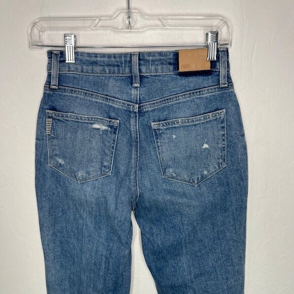 Paige Sarah Slim Cancun Destroyed Hem High Rise Jeans Size 24 light wash - Picture 9 of 11